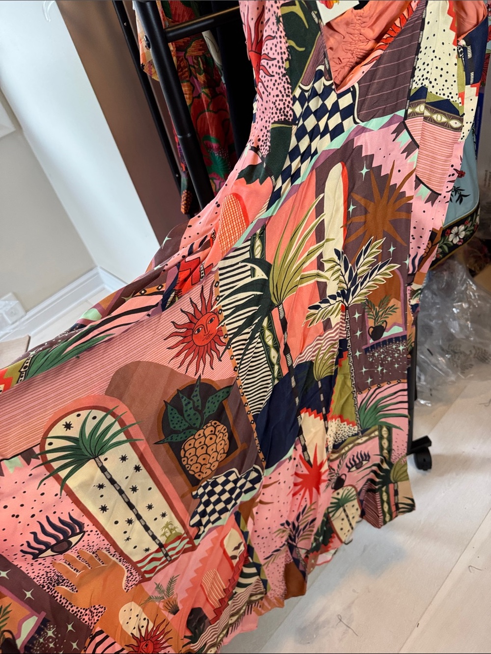 FARM Rio NWT Mystic City Front Crinkle Midi Dress - Picture 12 of 13